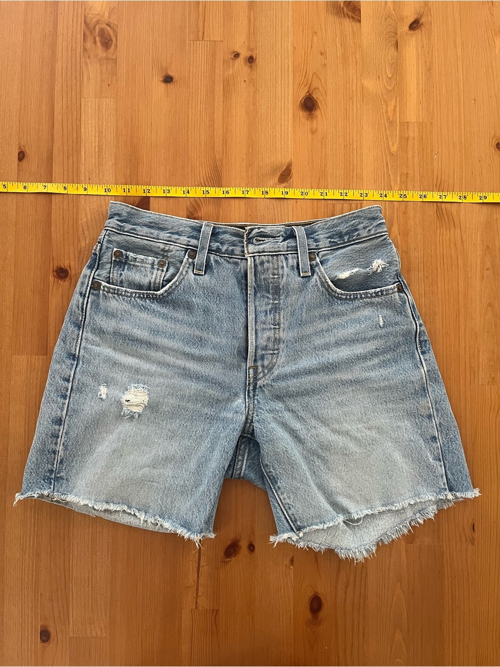 Classic Light Wash Distressed Denim Women's Shorts